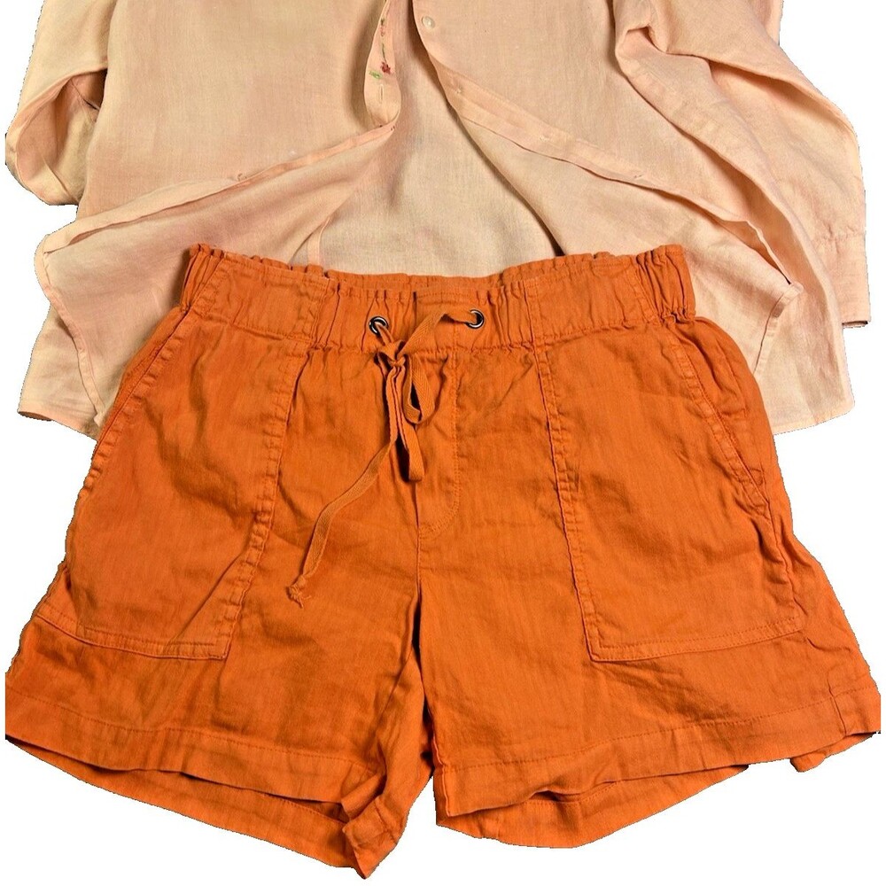 Kut from the Kloth orange linen drawstring 4 pocket womens shorts sz S $79
